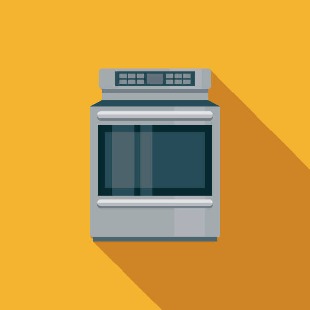 Stove Flat Design Appliance Icon A flat design styled icon with a long side shadow. Color swatches are global so it’s easy to edit and change the colors. oven stock illustrations