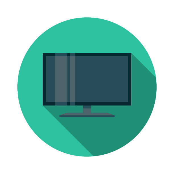 Television Flat Design Appliance Icon A flat design styled icon with a long side shadow. Color swatches are global so it’s easy to edit and change the colors. television industry illustrations stock illustrations
