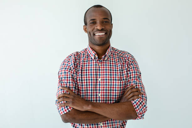 istock Joyful afro american man folding his hands 1081128690