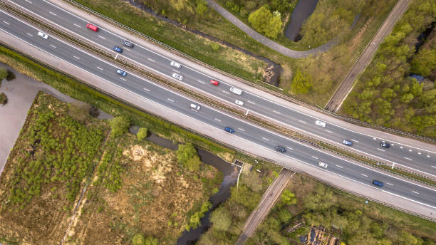 istock Aerial view of four lane motorway 1081153378