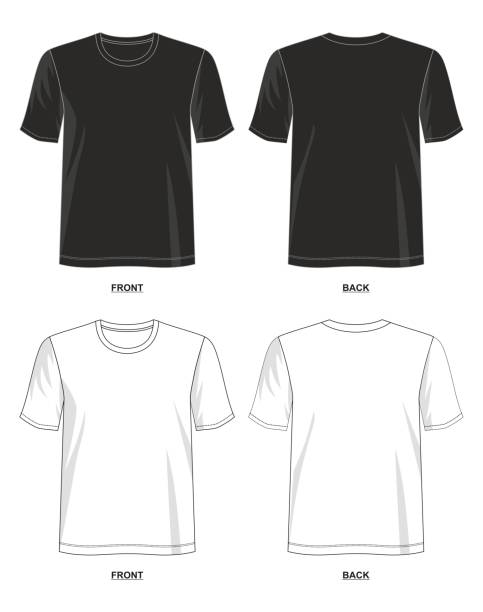 t shirt template design vector t shirt template for men round neckline stock illustrations