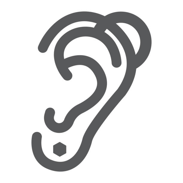 Ear piercing glyph icon, jewelry and accessory, pierced ear sign, vector graphics, a solid pattern on a white background. Ear piercing glyph icon, jewelry and accessory, pierced ear sign, vector graphics, a solid pattern on a white background, eps 10. cartilage piercings stock illustrations
