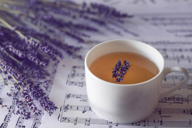 istock Lavender and cup of lavender tea, romantic soft background 1081161810