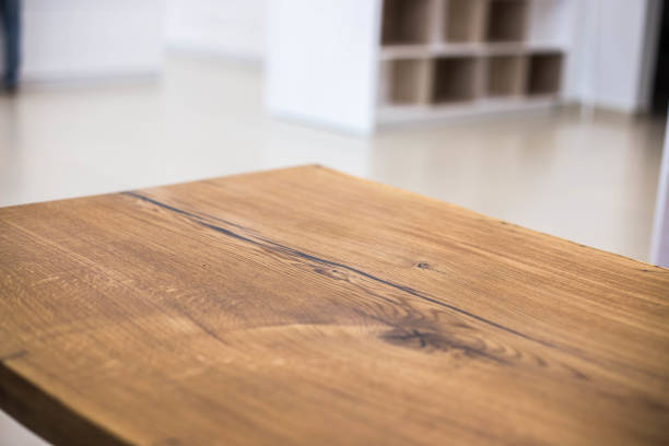 table tops of solid oak and ash. making furniture. - tree resin imagens e fotografias de stock