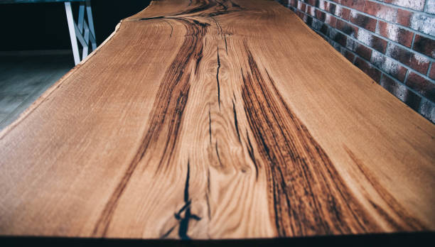 Table tops of solid oak and ash. Making furniture.