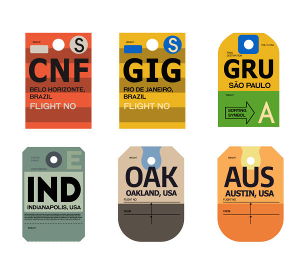 belo horizonte rio de janeiro sao paolo indianapolis auckland austin baggage tag , vintage design