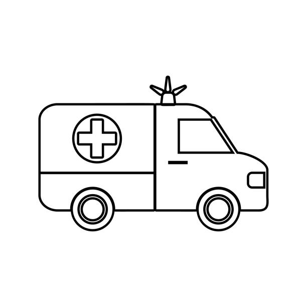 ambulance icon. Element of cyber security for mobile concept and web apps icon. Thin line icon for website design and development, app development ambulance icon. Element of cyber security for mobile concept and web apps icon. Thin line icon for website design and development, app development on white background cartoon of caduceus medical symbol stock illustrations
