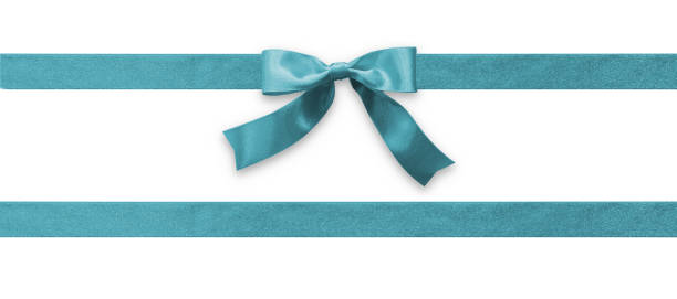 Teal bow ribbon band satin blue stripe fabric (isolated on white background with clipping path) for holiday gift box, wedding greeting card banner, present wrap design decoration ornament Teal bow ribbon band satin blue stripe fabric (isolated on white background with clipping path) for holiday gift box, wedding greeting card banner, present wrap design decoration ornament lace fastener photos stock pictures, royalty-free photos & images