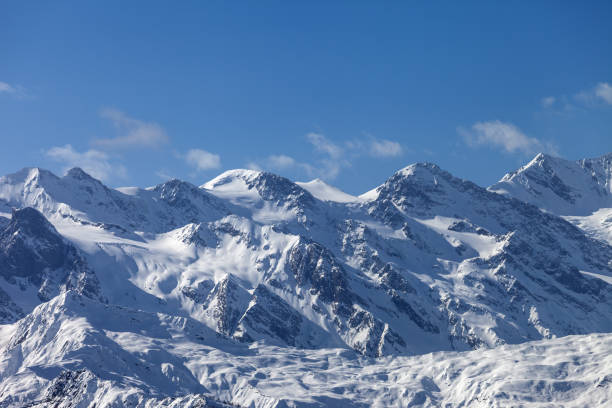 istock View on snowy mountains and glacier in nice sunny evening 1081176680