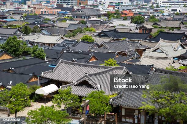Jeonju Hanok Village Stock Photo - Download Image Now - Jeonju, South Korea, Architecture
