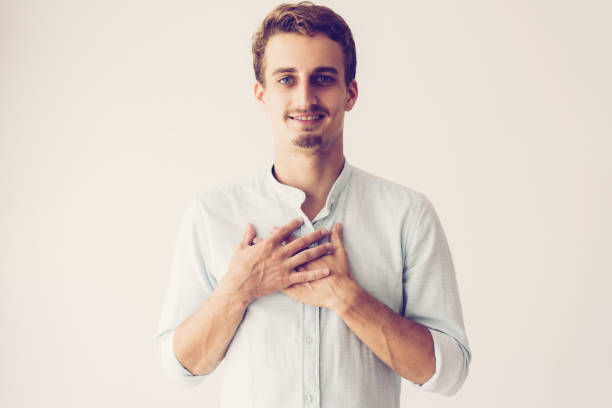 istock Smiling friendly blonde guy expressing gratitude 1081201684