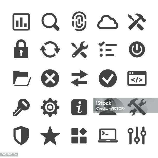 Tool And Setting Icons Smart Series Stock Illustration - Download Image Now - Control, Icon Symbol, Adjustable Wrench