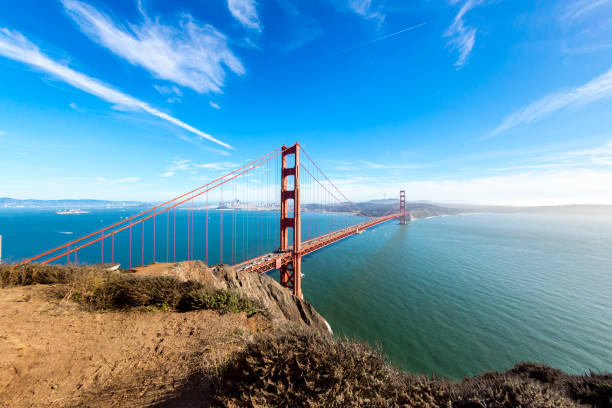 골든 게이트 브리지 - panoramic san francisco bay area golden gate bridge san francisco bay 뉴스 사진 이미지