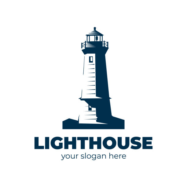 illustrazioni stock, clip art, cartoni animati e icone di tendenza di logo faro - lighthouse