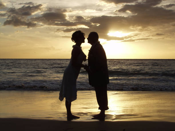 Casamento ao pôr-do-sol de Maui - foto de acervo