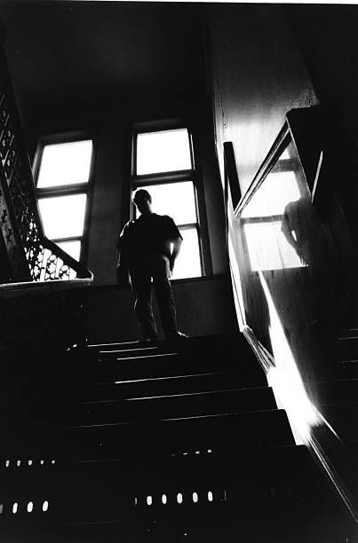 Reflective staircase stock photo
