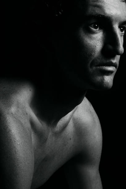 istock Black and White Side View Image of Man Looking Ahead 108125350
