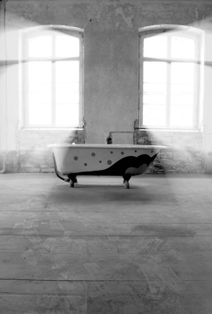 Vintage Bath Alone in Room stock photo