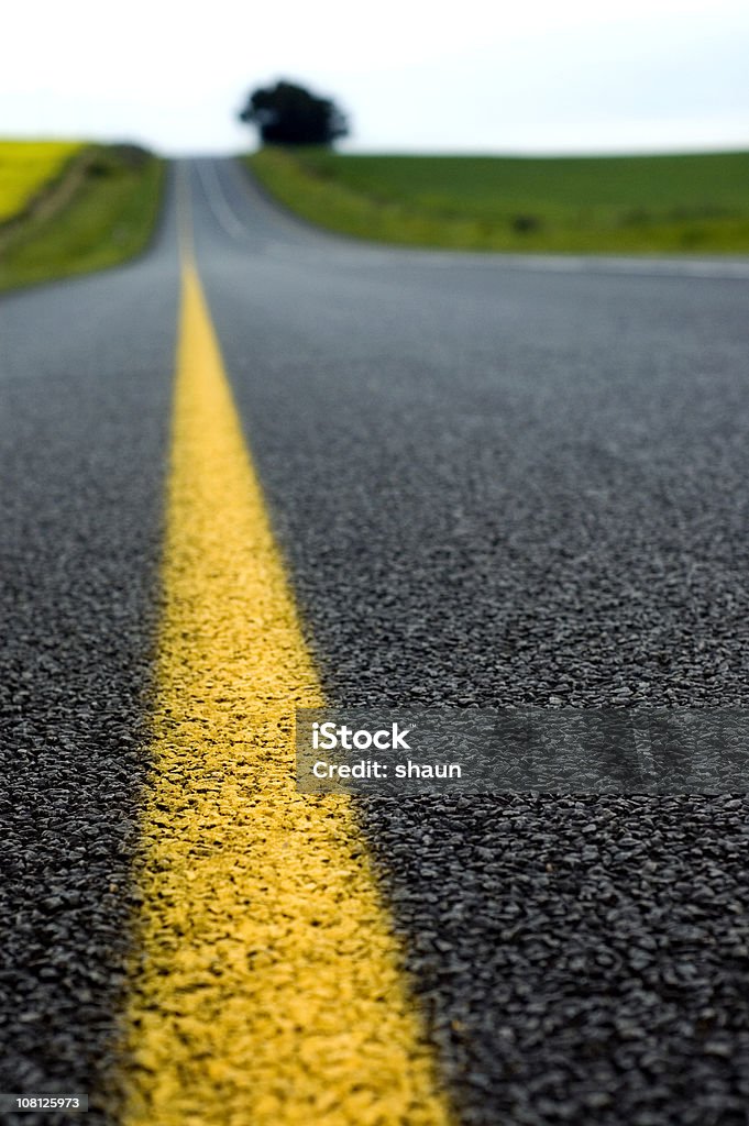 Close-up di asfalto su strada di campagna - Foto stock royalty-free di Albero
