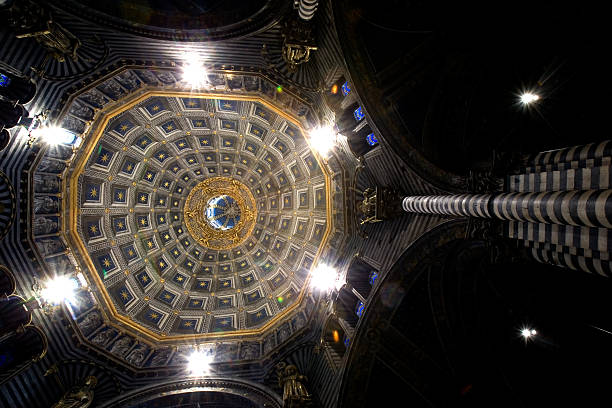 looking up at dome in catholic church - double_p stockfoto's en -beelden