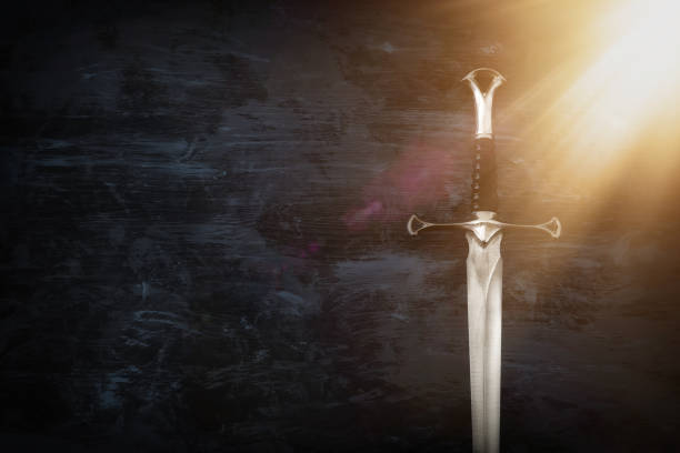 istock low key image of silver sword. fantasy medieval period. 1081266970