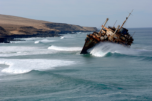 Shipwreck Dimitrios in Gytheio on the Peloponnese in Greece