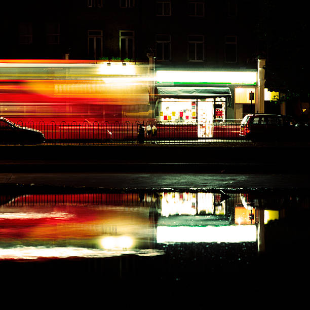 Highway at night, long exposure.