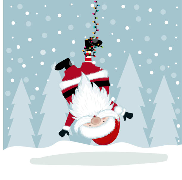 istock Funny Christmas illustration with hanging Santa 1081272808