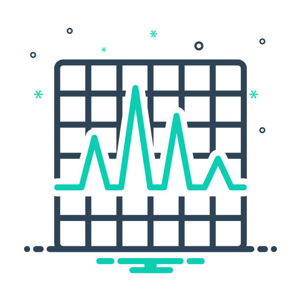 Chromatography measurements Icon for chromatography, chromatograpy, measurements, technology, capillary, scientific, wave chromatography stock illustrations