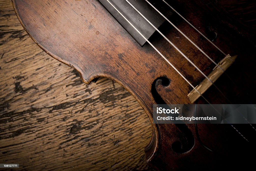 Close-up de Vintage Violion cadeias de caracteres - Royalty-free Violino Foto de stock