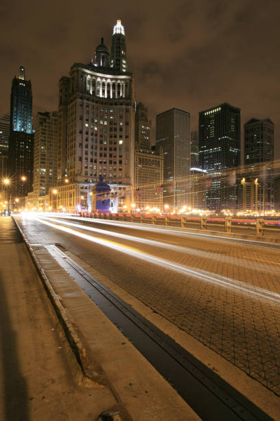 istock Traffic on Michigan Avenue and Chicago Skyline at Night 108128030