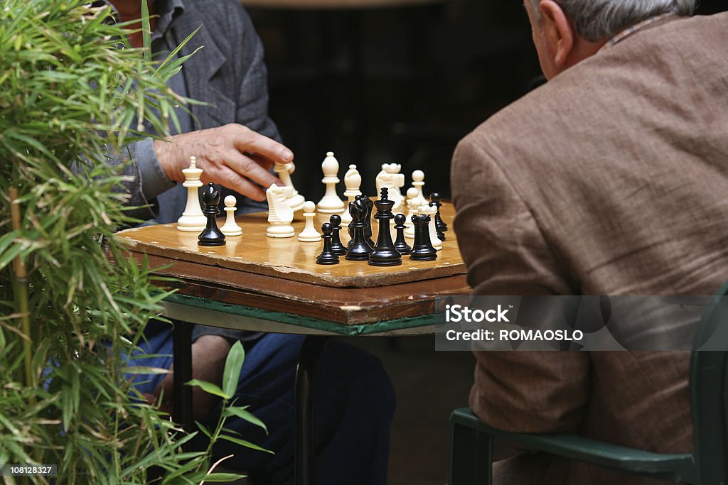 Chessplayers na rua, Itália - Royalty-free Café - Edifício de Restauração Foto de stock