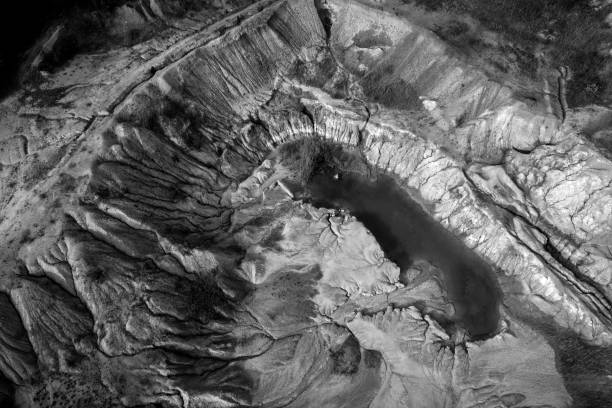 istock Monochrome aerial view of abandoned mine 1081283730