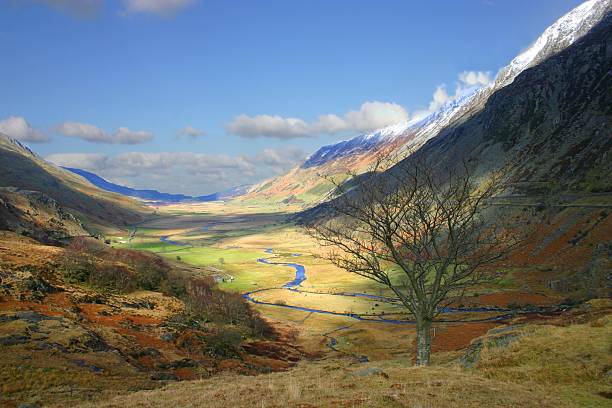 Patchy sunshine through Snowdonia landscape  snowdonia national park stock pictures, royalty-free photos & images