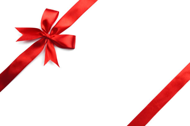 istock Shiny red satin ribbon on white background 1081285516
