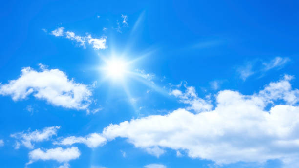 istock blue sky with some clouds and the sun 1081285666