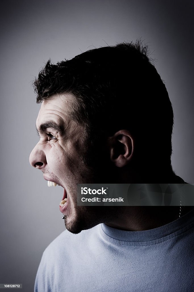 Seite Profil-Porträt eines Mannes Schreien - Lizenzfrei Bizarr Stock-Foto