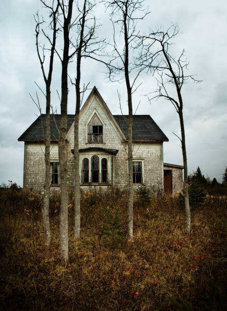 the farm house - haunted house stok fotoğraflar ve resimler