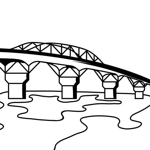 Vector illustration of Black and white bridge.