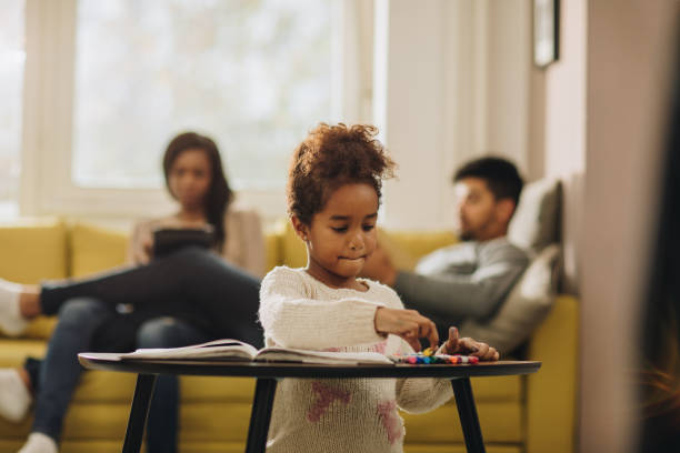 istock Small black girl having creative time at home. 1081290948