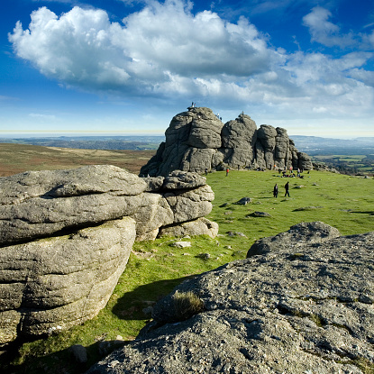 The wild barren landscape of the Dartmoor National Park in Devon, UK