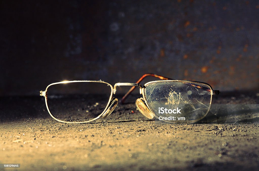 Broken Old-fashioned Male Glasses  Eyeglasses Stock Photo