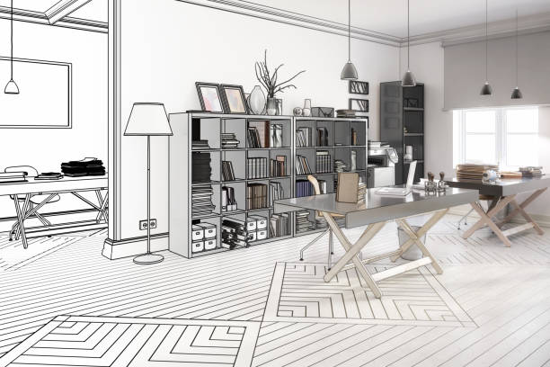 istock Redesign in the office (project) - 3d illustration 1081296744