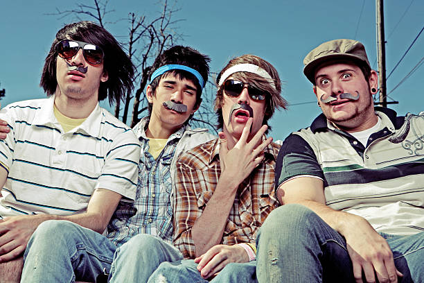 Group of Young Mustache Males stock photo