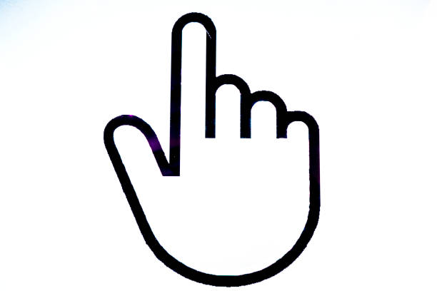 Stockholm, Sweden The hand symbol to point on a digital display in a shopping mall.