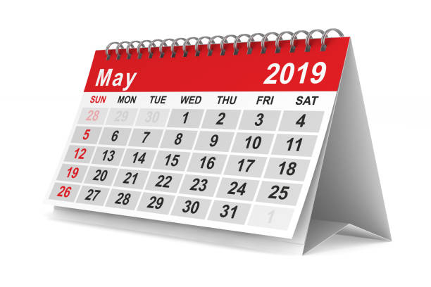 istock 2019 year. Calendar for May. Isolated 3D illustration 1081303612