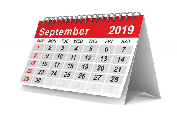 istock 2019 year. Calendar for September. Isolated 3D illustration 1081303620