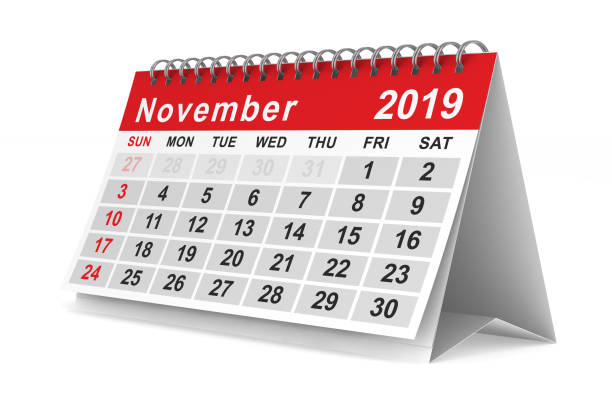 istock 2019 year. Calendar for November. Isolated 3D illustration 1081303634
