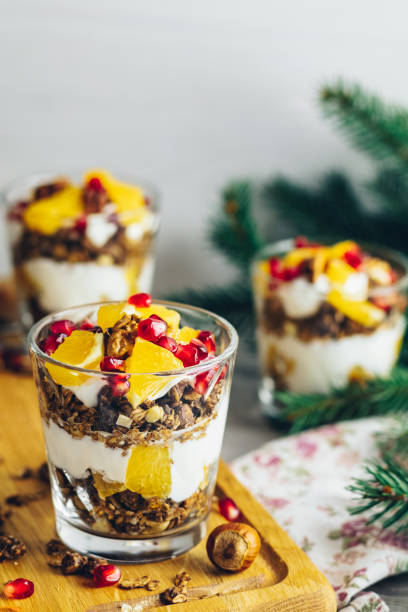 istock Greek yogurt with granola and orange for healthy breakfast 1081325344