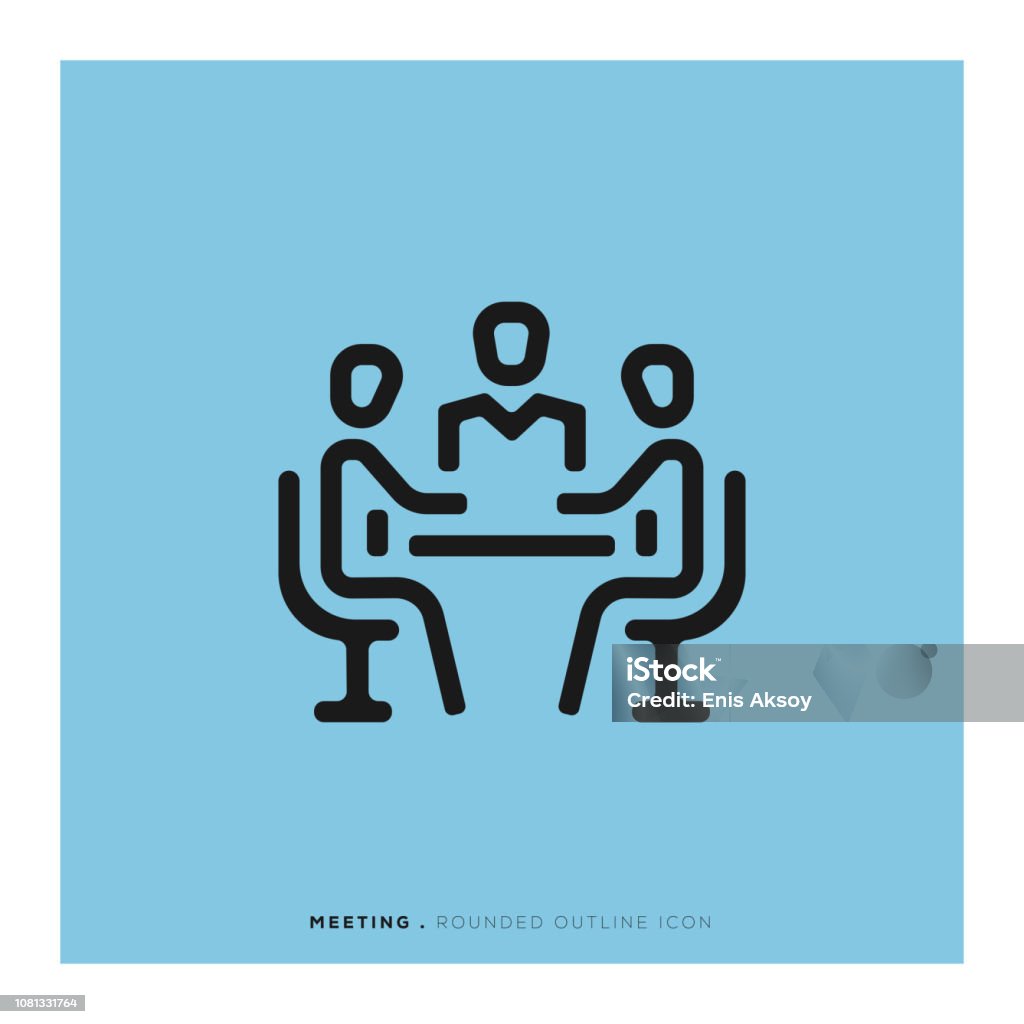 Meeting Rounded Line Icon People stock vector